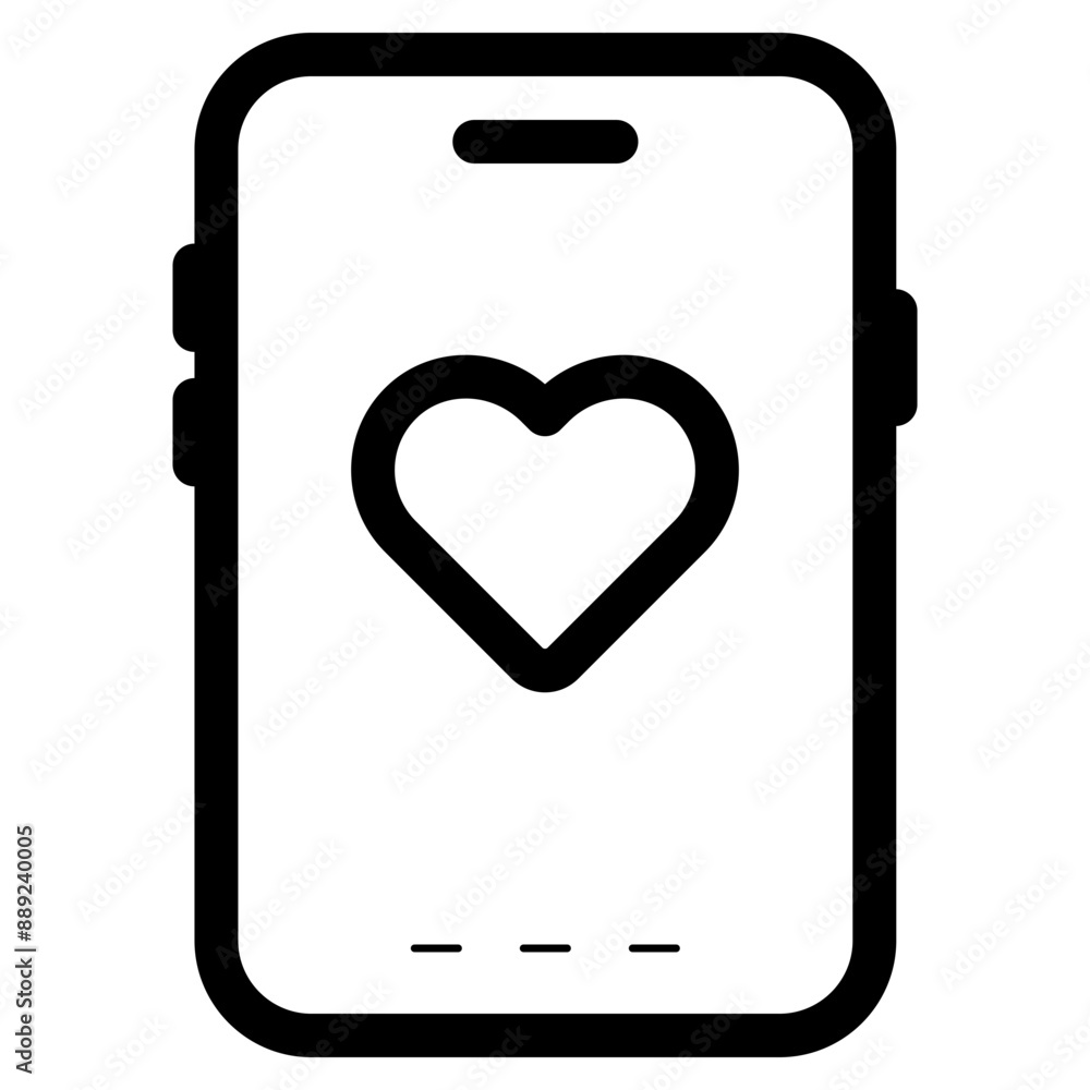 smartphone with love heart symbol icon smartphone with love heart symbol icon