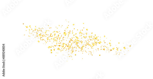 Background plume golden abstract grainy texture, crumbs for background or backdrop. Gold dust. Sand particles grain. Pieces abstract. plume. Jewelry, carefully placed by hand. Jewel confetti. Vector