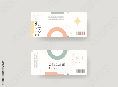 Event ticket template set. Vector template illustration.