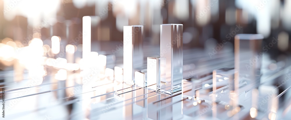 Clear and elegant bar graph indicating a notable increase in market performance on a clear white backdrop. Clear and elegant bar graph indicating a notable increase in market performance on a clear white backdrop.