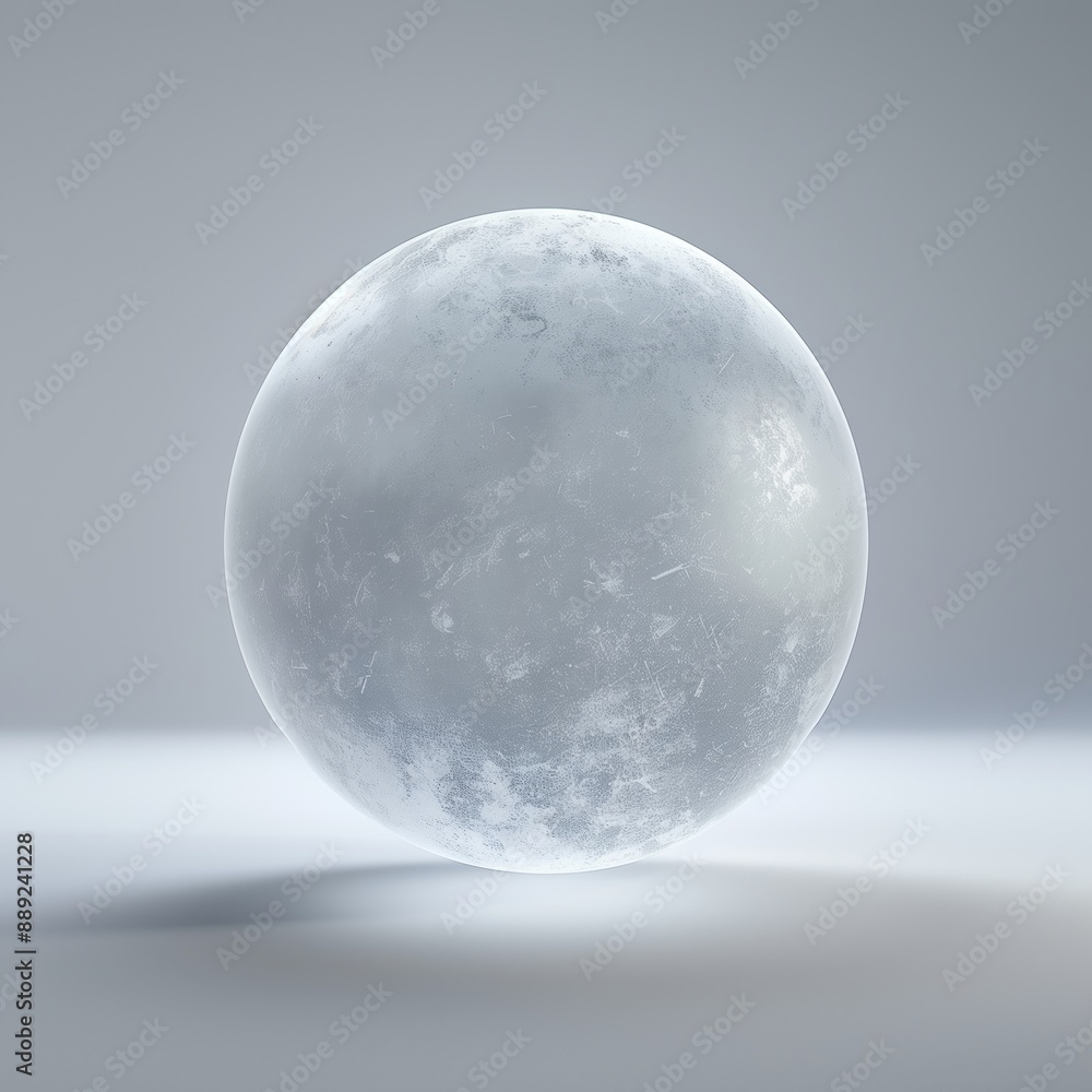 A smooth, frosted glass sphere floating against a gradient white background. A smooth, frosted glass sphere floating against a gradient white background.