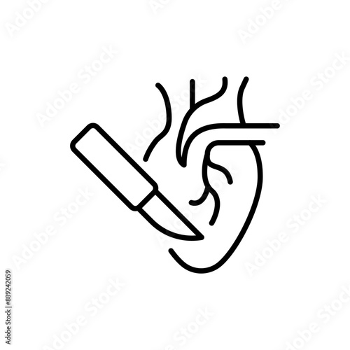 Heart Surgery outline icons, minimalist vector illustration ,simple transparent graphic element .Isolated on white background