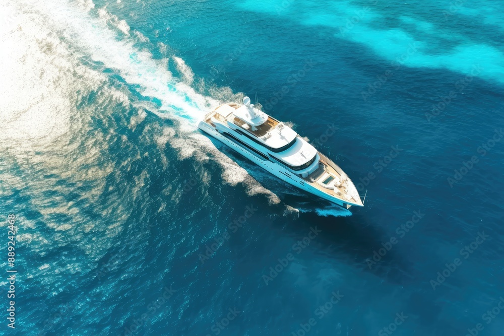 Naklejka premium Luxurious Yacht Sailing in Clear Blue Waters