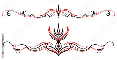 Floral art illustration. Vintage pinstripes art motorcycle and car. Retro and vintage ornaments. For vinyl sticker, painting template, tattoo, apparel, merchandise, border, frame. Vector Eps 10.
