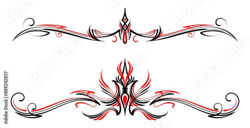 Floral art illustration. Vintage pinstripes art motorcycle and car. Retro and vintage ornaments. For vinyl sticker, painting template, tattoo, apparel, merchandise, border, frame. Vector Eps 10.