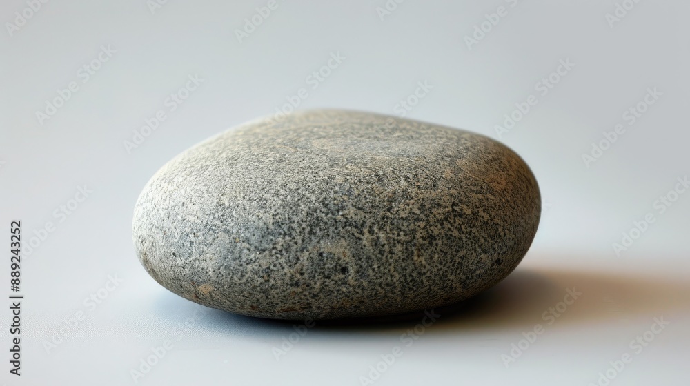 A round stone that is smooth and gray A round stone that is smooth and gray