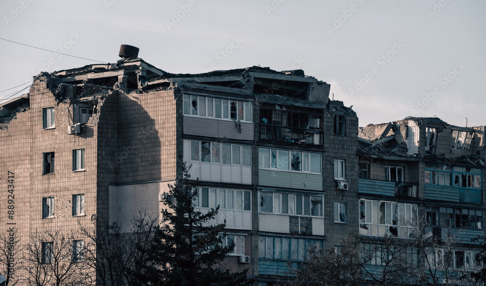 destroyed building in a city lost in the war in Ukraine destroyed building in a city lost in the war in Ukraine