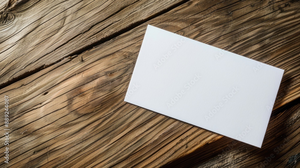 Close up of blank card on wooden table with space for text Close up of blank card on wooden table with space for text