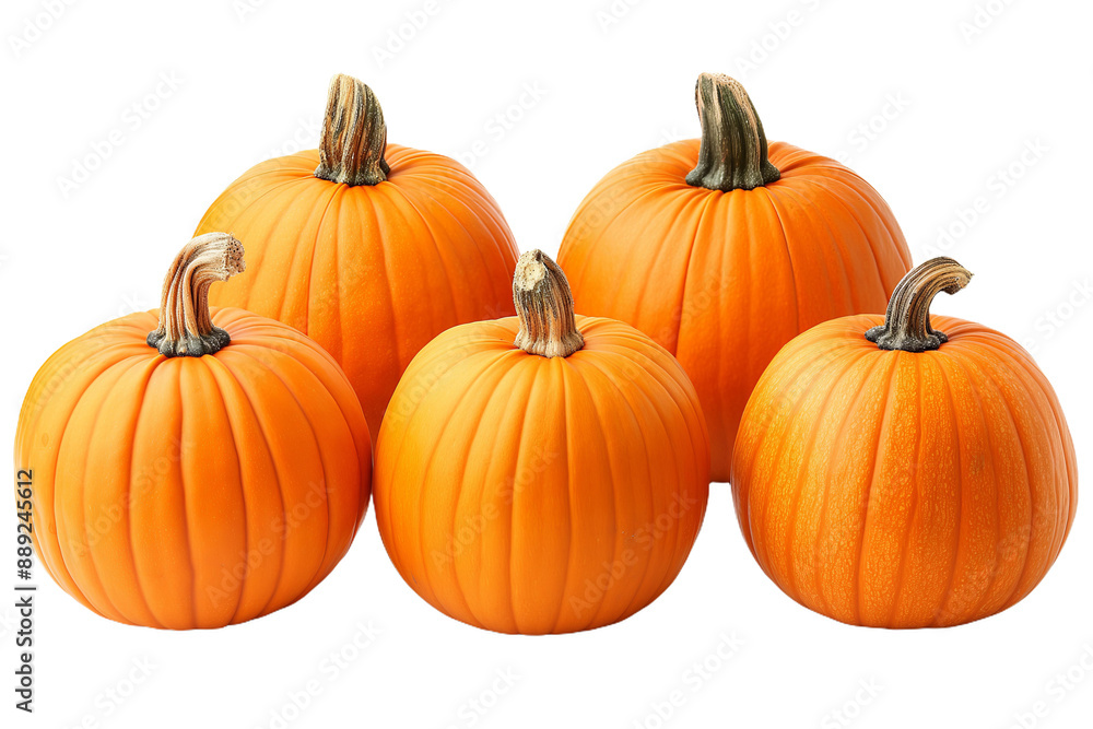 Vibrant pumpkins set against a white background, captured in their full ripeness and ready for use in Halloween and Thanksgiving celebrations. This design concept highlights food and nature, with a se Vibrant pumpkins set against a white background, captured in their full ripeness and ready for use in Halloween and Thanksgiving celebrations. This design concept highlights food and nature, with a se