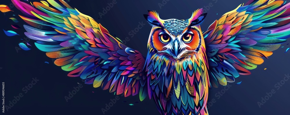 Colorful Digital Art of an Owl Colorful Digital Art of an Owl