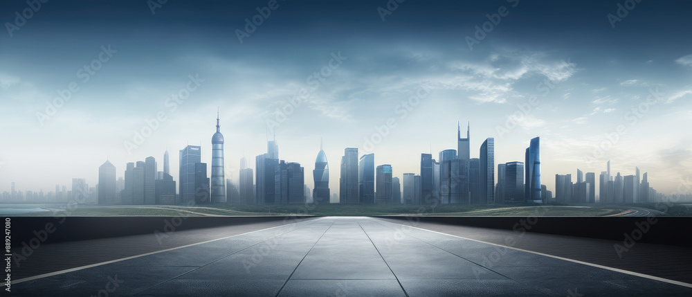 Obraz premium Futuristic Cityscape at Dawn: Urban Awakening