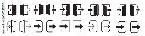Login logout icon. Enter and exit icon.