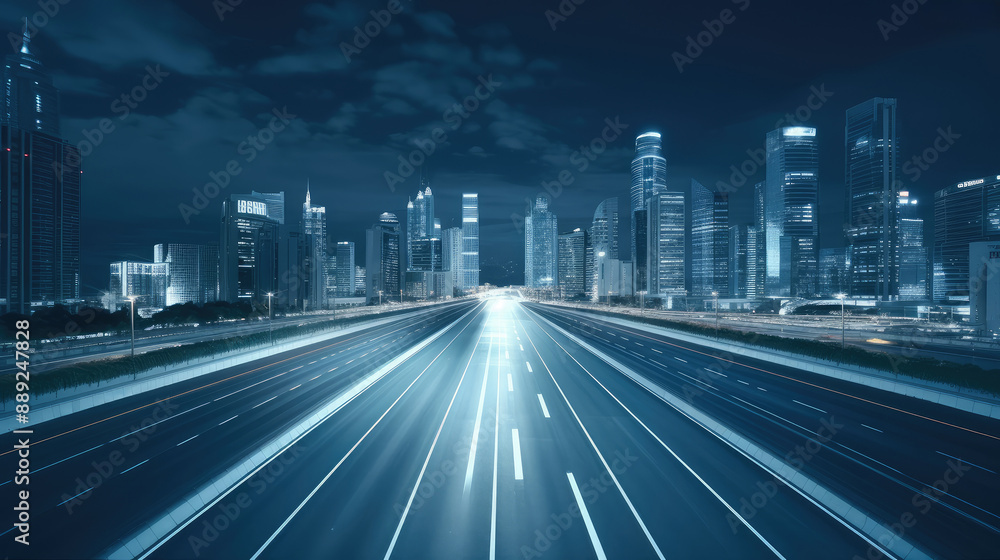 Fototapeta premium Futuristic Urban Cityscape at Night