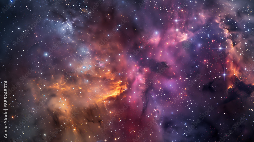 Obraz premium Stunning Nebulae and Star Clusters in the Milky Way through Deep Space Observatory Lens