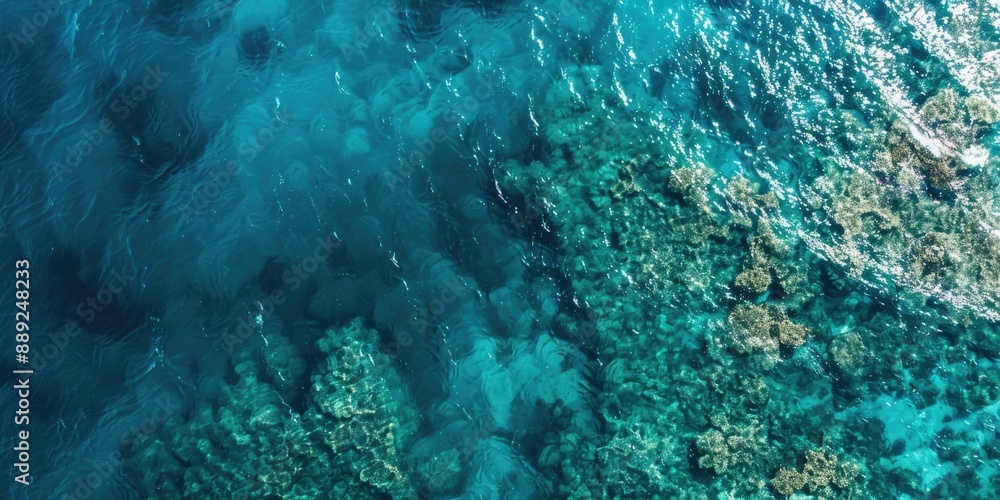 Ocean Aerial View. Aerial Top View of Blue Ocean Water Surface Ocean Aerial View. Aerial Top View of Blue Ocean Water Surface