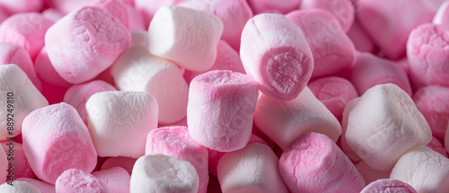 Close Up of Pink and White Marshmallows in a Pile