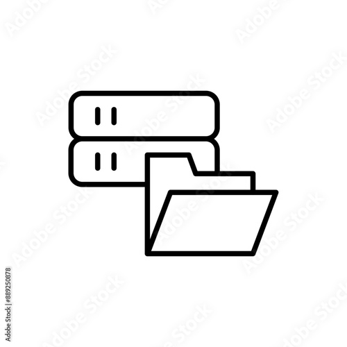 Folder database outline icons, minimalist vector illustration ,simple transparent graphic element .Isolated on white background