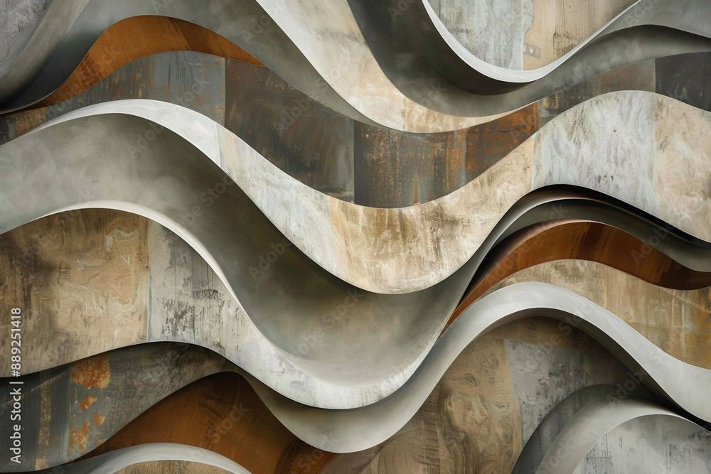 Colorful wallpaper made of squiggly geometric curves and brown white gray colors, Generative AI
Colorful wallpaper made of squiggly geometric curves and brown white gray colors, Generative AI
