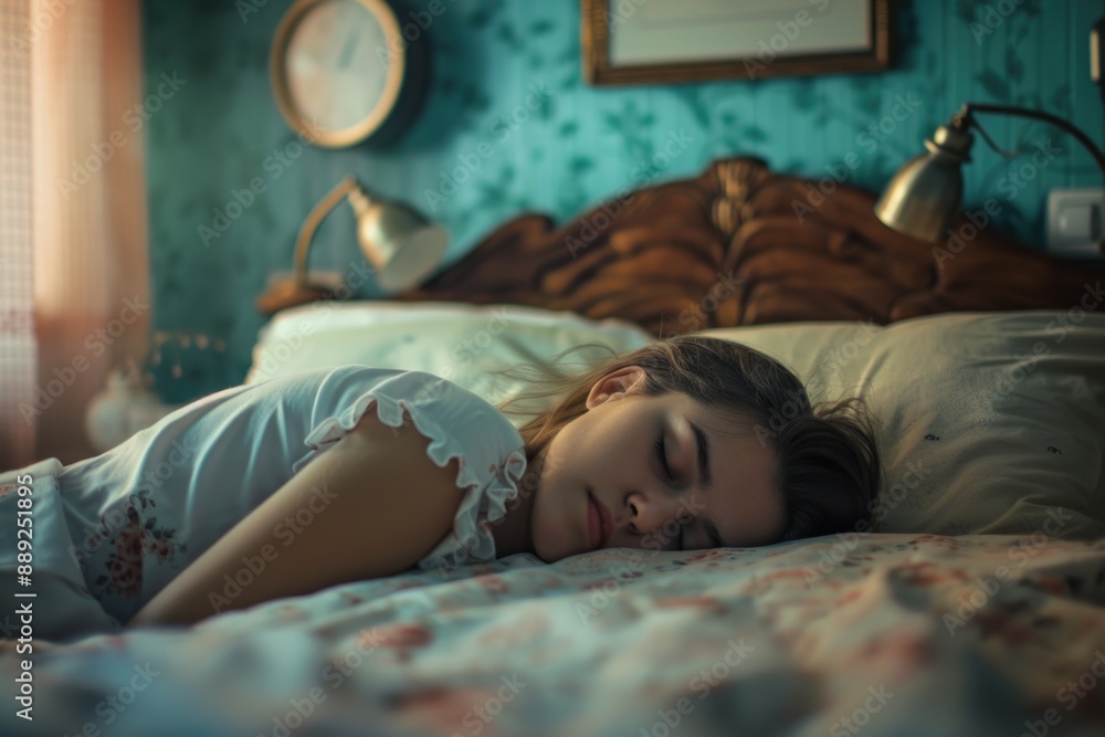 A person relaxing on a bed with their eyes closed, suitable for use in scenarios where a peaceful or calm atmosphere is desired A person relaxing on a bed with their eyes closed, suitable for use in scenarios where a peaceful or calm atmosphere is desired