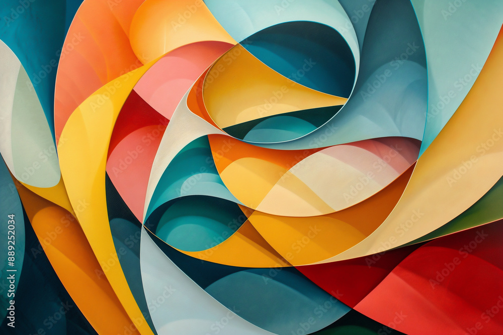 Wallpaper with geometric curves and various colors, Generative AI Wallpaper with geometric curves and various colors, Generative AI