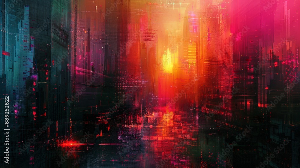 Naklejka premium Futuristic Cityscape Dreamscape - Abstract Urban Architecture with Surreal Elements in High Resolution Artwork Wallpaper