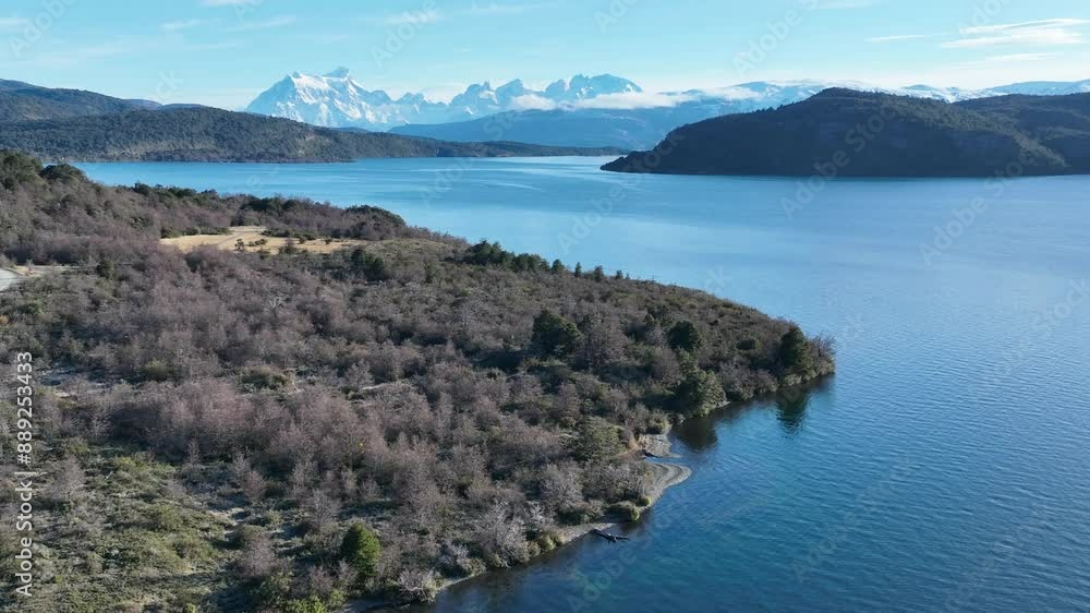 National Park At Torres Del Paine Punta Arenas Chile. Captivating Aerial View Of Plantations Forming Geometric Patterns. Snowing Day Tourism Expedition Exploring. Expedition Lagoon Outdoor.