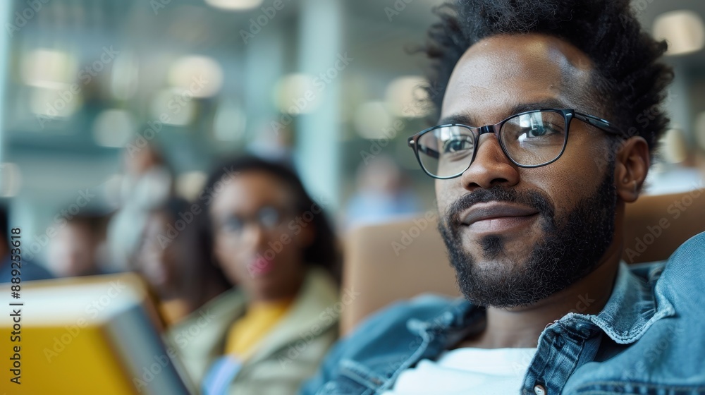 A man wearing glasses relaxes while reading a book in an indoor setting, displaying a sense of calm and intellectual engagement with the background slightly blurred. A man wearing glasses relaxes while reading a book in an indoor setting, displaying a sense of calm and intellectual engagement with the background slightly blurred.