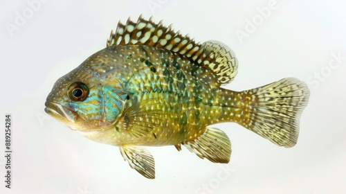 Green Sunfish full body on white background