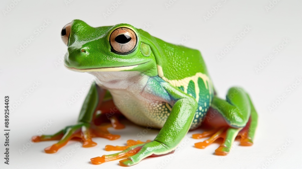 Obraz premium Green Tree Frog full body on white background