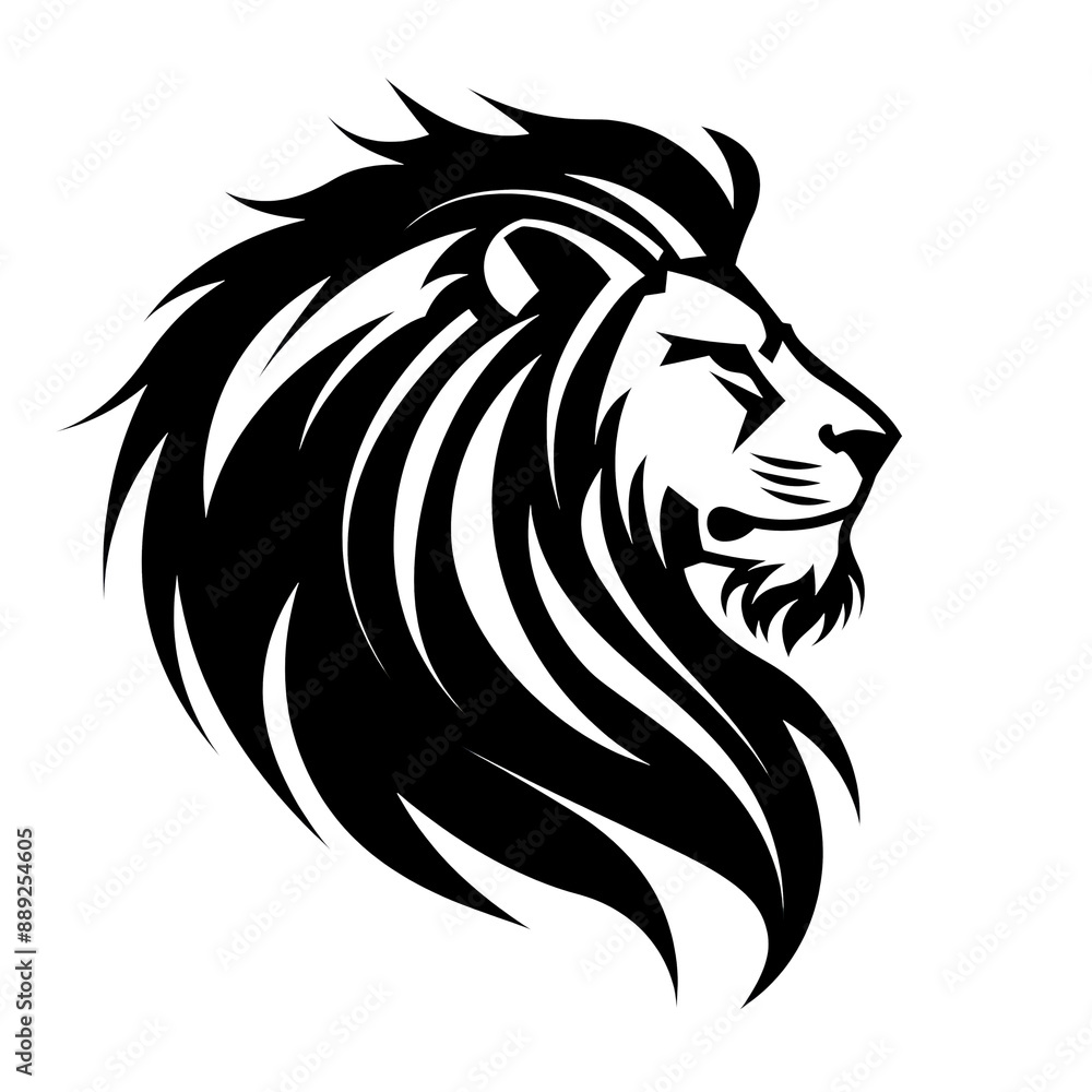Black silhouette lion head. Simple lion head logo. Best for graphic design. Black silhouette lion head. Simple lion head logo. Best for graphic design.