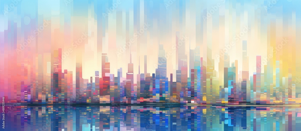 Obraz premium Colorful Abstract Skyline and Water Reflections