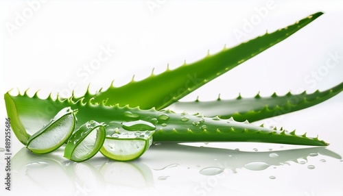 Healing Power: Aloe Vera Plant and Gel Isolated for a Clean, White Display