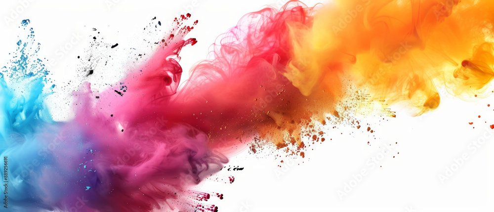 Colorful Ink Exploding In Water On White Background Colorful Ink Exploding In Water On White Background