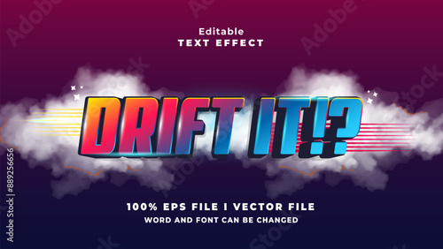editable drift it text effect.typhography logo
