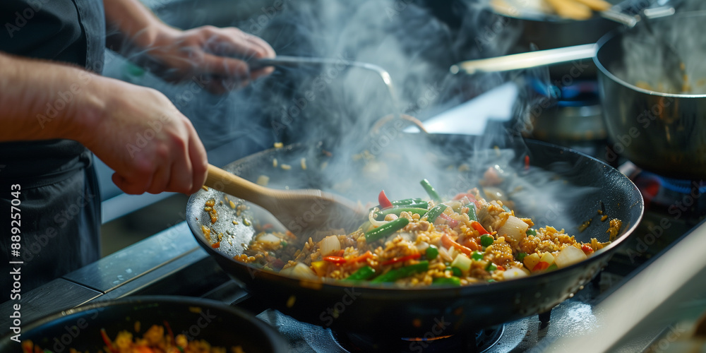 Close-Up Photo of a Chef Stirring Fried Rice in a cast iron pan | Professional Culinary Photography
Close-Up Photo of a Chef Stirring Fried Rice in a cast iron pan | Professional Culinary Photography