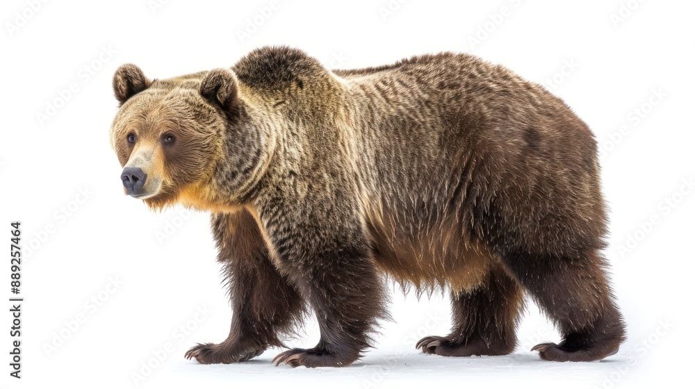 Fototapeta premium Grizzly Bear full body on white background