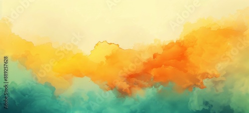 An orange-green gradient background.
