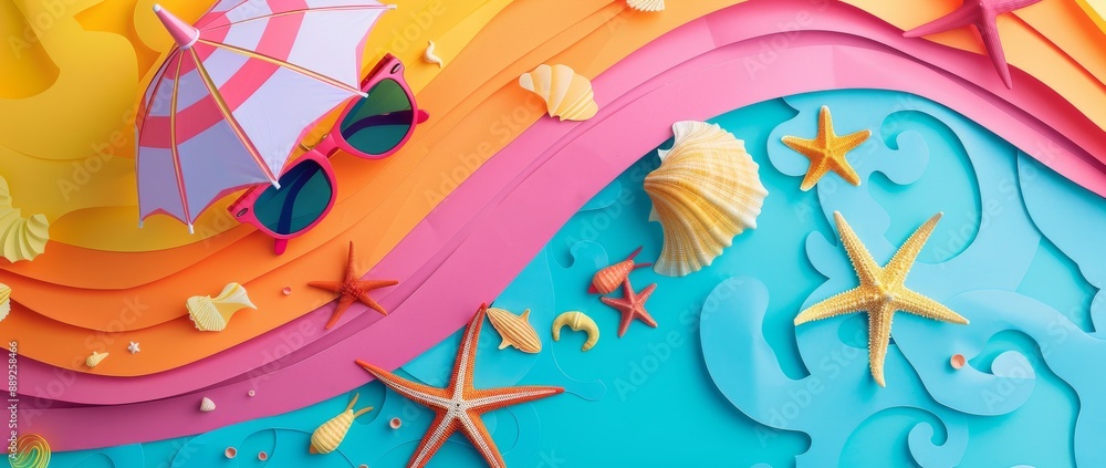 Naklejka premium The vibrant summer background is perfect for posters or banners for promoting your summer sale or creating an eye-catching design for a summer fun poster.