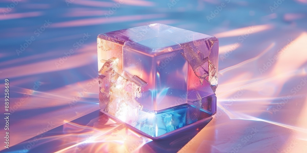 Crystal Cube With Colorful Light Crystal Cube With Colorful Light