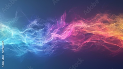 Digital illustration of streams of colorful light trails in shades of blue, pink, and orange, forming 