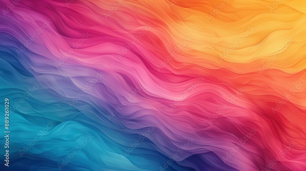 Digital illustration of fluid abstract shapes blending in a gradient of vibrant colors ranging from blue to orange. Digital illustration of fluid abstract shapes blending in a gradient of vibrant colors ranging from blue to orange.