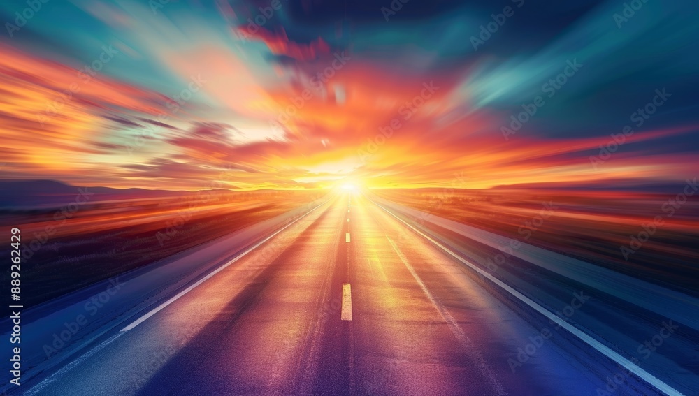 Obraz premium Breathtaking colors of the open road at sunset