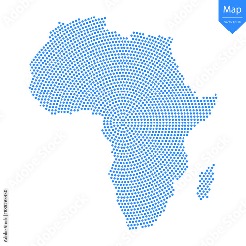 Abstract graphic Africa map from point blue on a white background. Vector illustration.