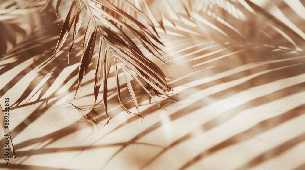 Tropical Palm Leaf Shadows on a Beige Background Tropical Palm Leaf Shadows on a Beige Background