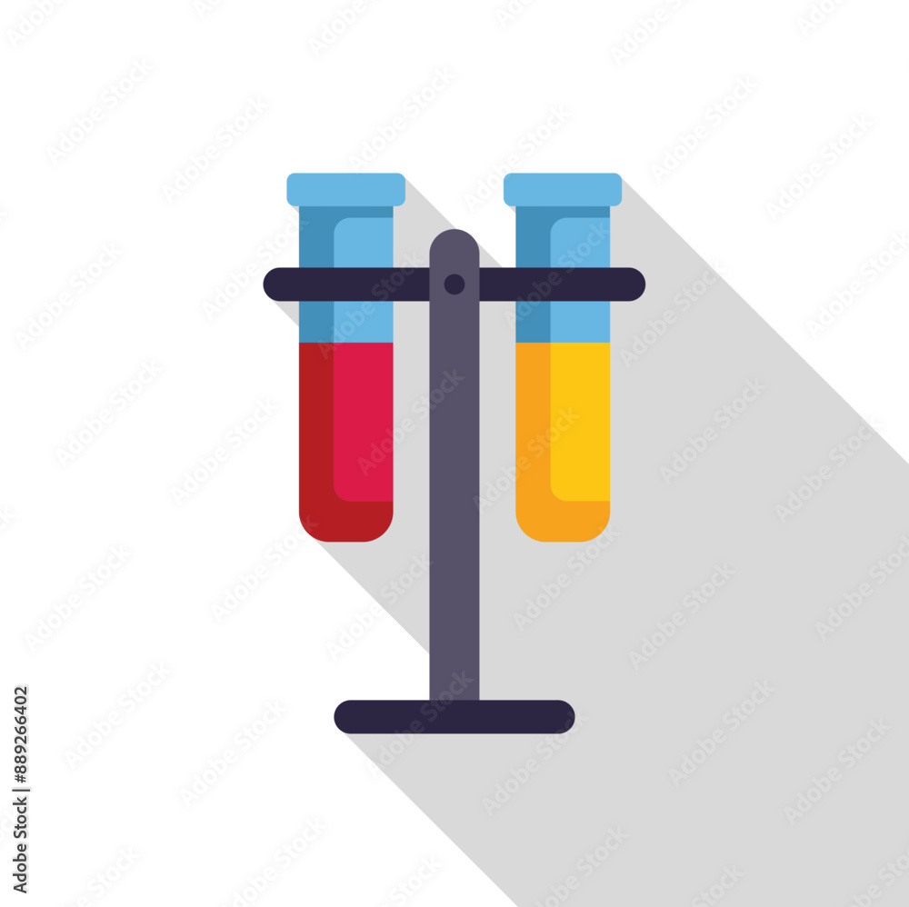 Laboratory equipment displaying two test tubes filled with colorful liquids Laboratory equipment displaying two test tubes filled with colorful liquids