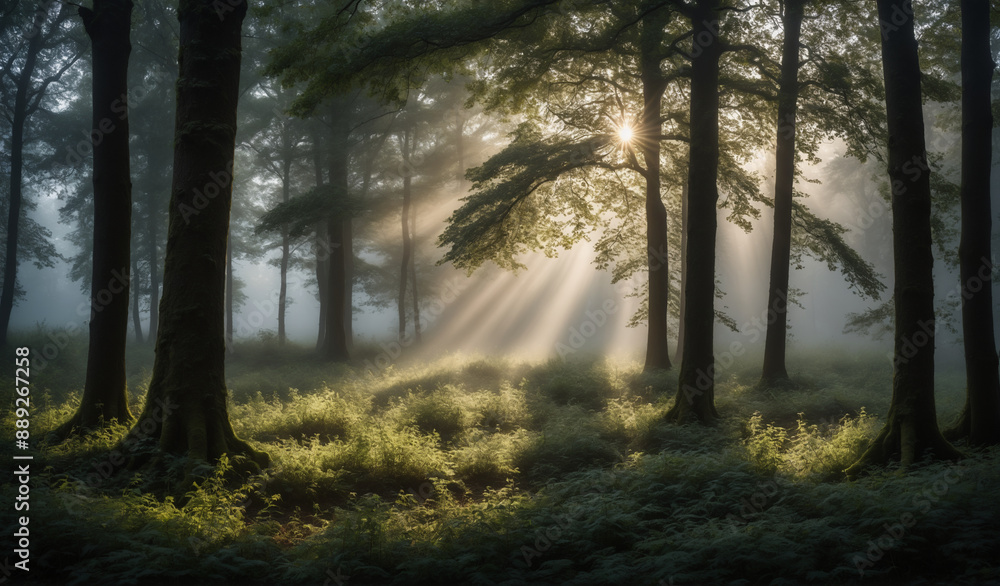 Fototapeta premium misty morning in the forest