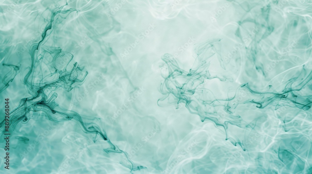 Obraz premium illustration of swirling ink flowing in water creating abstract shapes and patterns. The image features a mix of vibrant aqua and teal hues, forming fluid
