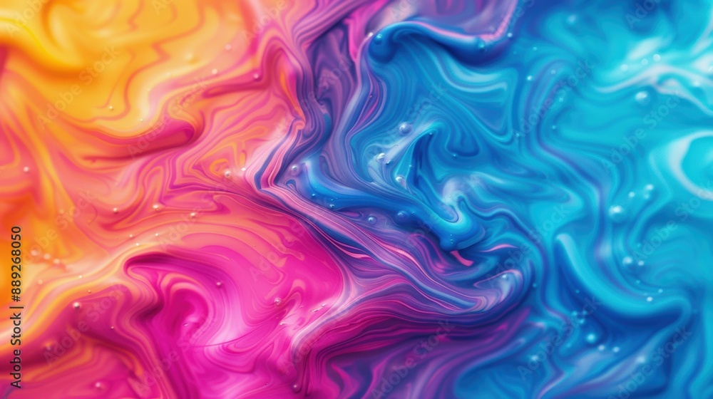 illustration of swirling harmonious blend of vibrant colors like yellow, pink, purple, and blue. The image features organic fluid shapes creating a dynamic illustration of swirling harmonious blend of vibrant colors like yellow, pink, purple, and blue. The image features organic fluid shapes creating a dynamic