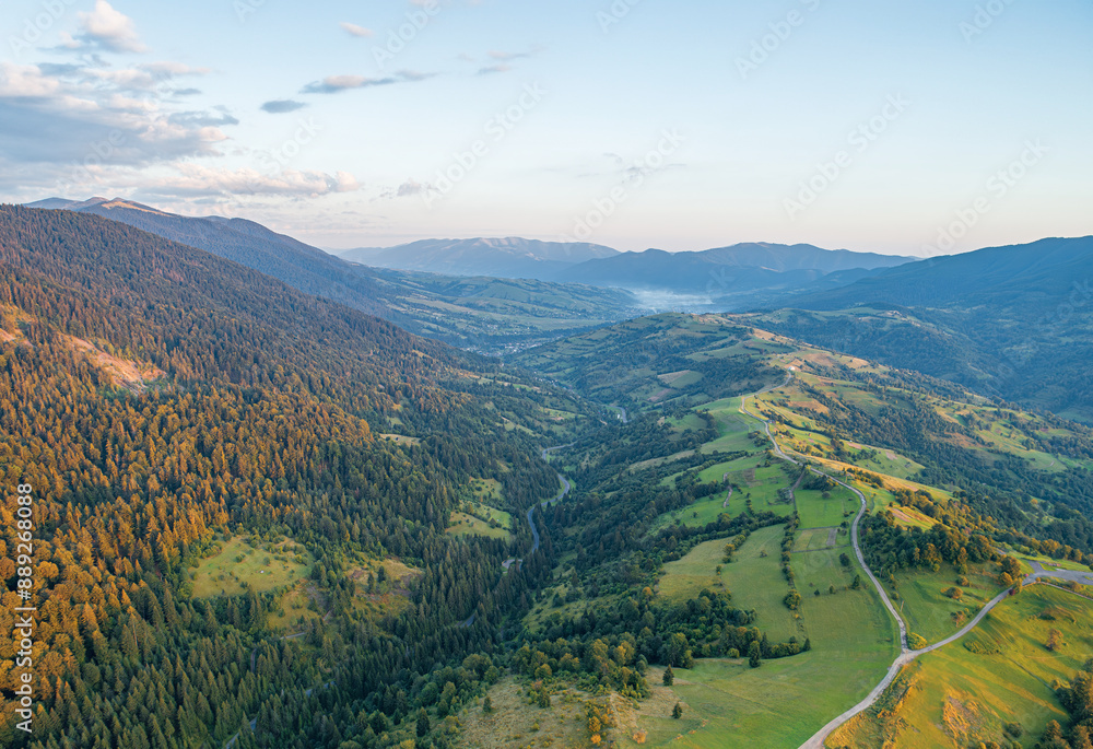 Obraz premium Picturesque Carpathian mountains in summer. Drone photo.