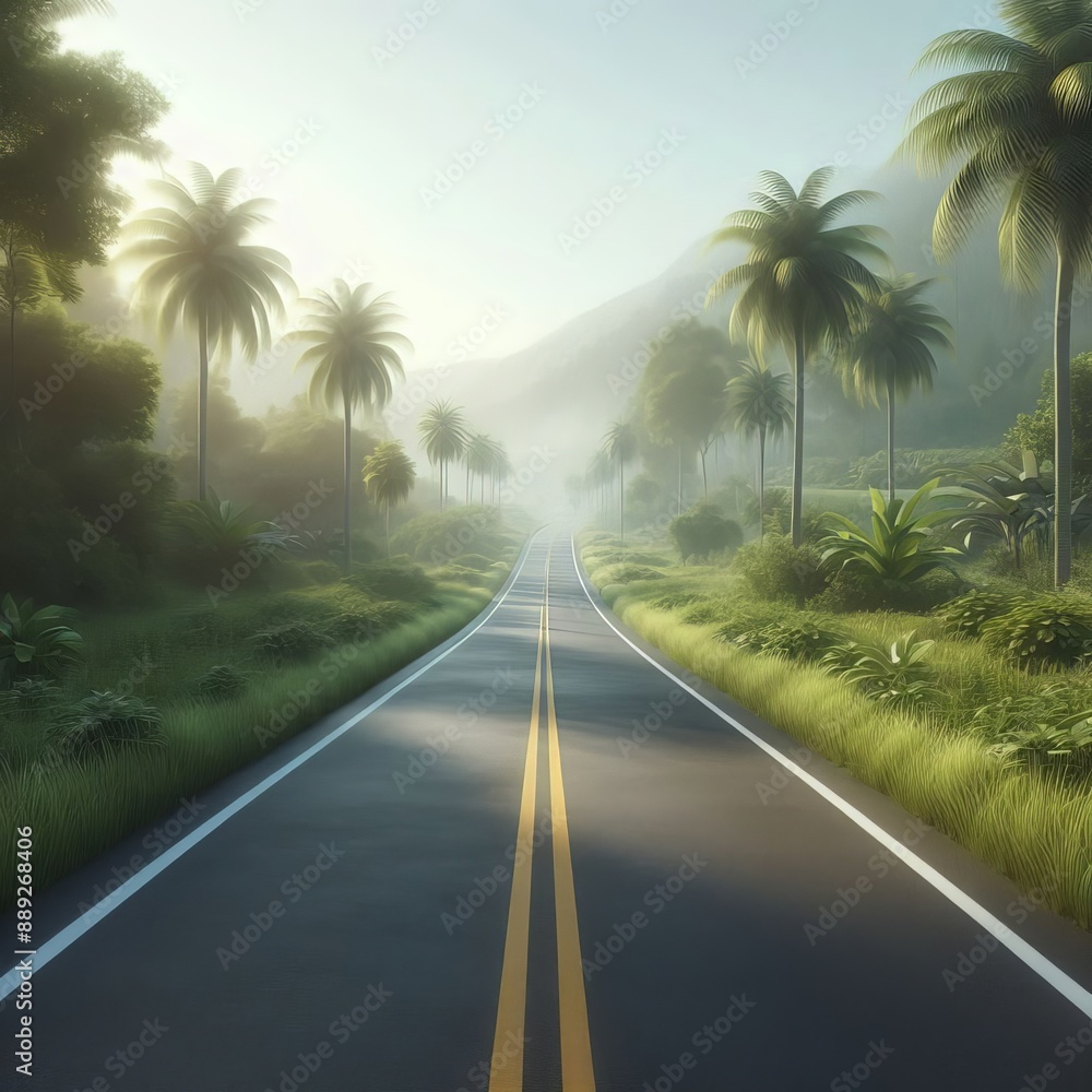 Fototapeta premium road or path leading forward Hyperrealistic Highly Detailed Isolated On Transparent Background